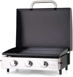 MFSTUDIO 22 Inch Flat Top Grill with Ceramic Coated Cast Iron Pan, 3 Burners Portable Tabletop Propane Gas Griddle Grill for Camping, Outdoor & Tailgating Barbecue, 24,000 BTU