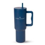 SOLARA Echo 1200ml Insulated Tumbler Bottle with 2 Straws and Lid, Coffee Tumbler for Hot and Cold, 1200ml Stainless Steel Tumbler with Straw, Leak Proof Travel Mug, Office, Home, Morroccan Blue