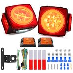 Nilight 2PCS Square LED Trailer Light Kit with Halo Glow Submersible LED Stop Turn Tail Side Marker Clearance License Light for 12V Trailer Boat Camper RV Trucks Snowmobile (TL-41)