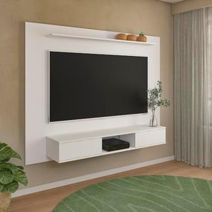 Naomi Home Zola Multi Storage Wall Media Center for up to 70 inch TVs, Entertainment Center with Storage, Floating TV Stand with 2 Sliding Doors and 2 Floating Wall Shelves, UV Painting Finish White