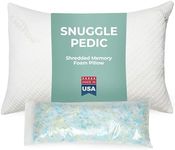 Snuggle-Pedic Adjustable Cooling Pillow - Shredded Memory Foam Pillows for Side, Stomach & Back Sleepers - Fluffy or Firm - Keeps Shape - College Dorm Room Essentials for Girls and Guys - Standard