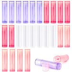 SevenFish 24pcs Empty Lip Balm Tubes, 5.5ml Colorful Lipstick Tubes Plastic Lip Balm Containers Tubes with Cap for DIY Lip Balm Lipstick (White/Red/Pink/Purple)