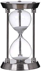 Bellaware 60 Minute Metal Hourglass Sand Timer, Decorative Large Size Sand Clock (Silver)