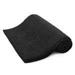 KEPLIN Non-Slip Microfibre Bath & Toilet Mat - Soft, Plush & Comfortable Rug with Machine Washable Design - Water Absorbent & Quick Drying to Keep Bathroom & Home Hygienic & Clean - (40x60cm) Black