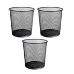 UTTAM Stylish Round Trash Can - Mesh Bin | Ideal for Home & Office | Non-Slip & Sturdy | Indoor Garbage Bin with Sleek Design | Perfect for Kitchen, Bedroom, Bathroom (3, Black)