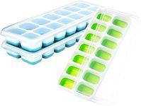 HomeCloud 3X Silicone 14Grid Ice Cube Trays with Lid - Square Mold, Non-Toxic, Flexible Base for Easy Release of Ice Cubes, Non-Spill, BPA-Free, Stackable, Dishwasher Safe - Pack of 3 (Small)