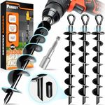 [Premium] 4 Pack Ground Anchors with Power Nut Driver Drill Bit, Ground Anchors Screw in, Swing Set Anchors, Trampoline Anchors High Wind Heavy Duty for Camping Tents, Car Ports, Swing Sets, Canopies