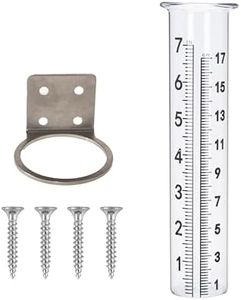 Mateda 7" Capacity Rain Gauge with Stainless Steel Mounting Rack Holder, Post Mount Rain Gauge or Yard Garden Outdoor Home (Style A)