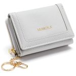 MUIIKOLA RFID-Blocking Mini Leather Wallet for Women，Women's Minimalist Card Holder Coin Changes Purse Keychain Front Pocket Wallet with 7 Card Slots and 1 ID Window Card Holder Organizer