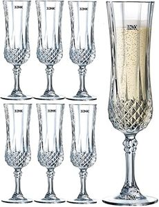 BINZO Glass Elegant Luxury Champagne Flute Glasses | Set of 6, 160 ml | Tall Slim Wine Glasses