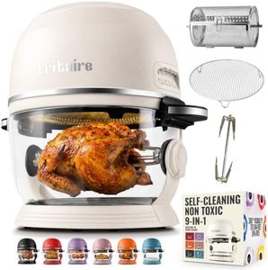Non Toxic Air Fryer™ - Glass AirFryer 5 Quart w/ 360 Visibility, Self-Cleaning, 400F Vortex Air Fryer for Even Cooking, BPA-Free Teflon Free, 9-in-1 Functions, Rotisserie, Roast, Bake, White