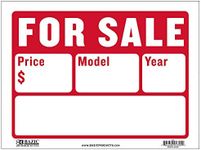 BAZIC For Sale Sign Car Auto Sales 9"X12" (2-Line), Model Year Phone Number, Cars Trucks Indoor Signage, High Visibility Signs, 24-Pack