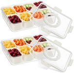 2 Sets Salad Fruit Storage Containers for Fridge with Lids, Airtight Pizza Salad Storage Containers Divided 8 Grid Removable Individual No Bpa Food Container Reusable Snackle Food Box(8 Grid)