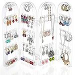 Kurtzy Foldable Acrylic Jewellery Organiser - Stores 120 Pairs of Earrings - 5 Tiers and 4 Panels of Storage for Ear Rings, Bracelets & Necklaces - Clear Transparent Display for Jewlery Storage