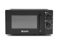 Haden 17L Black Microwave Oven - Silent End Signal, 5 Power Levels, 700W Microwave, Easy to Use Manual Controls - Defrost Function - 24.5cm Glass Turntable - Easy to Clean Compact Microwave