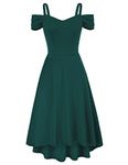 GRACE KARIN Women's Elegant Summer Cold Shoulder Dress Fit and Flare Evening Dresses for Cocktail Dark Green XL