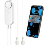 WiFi Water Level Detector with Dual Probe, Smart High / Low Water Level Sensor Alarms, Detached 2M Detection Line, Left and Right Dual Alarms, Remote App Monitoring, Dual Alerts, AAA Battery Powered