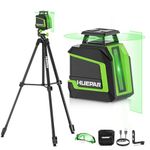 Huepar 360° Laser Level with Tripod 150cm, 82Ft - 165Ft Self Leveling Laser Level with Pulse Mode, 3 Brightness Levels Rechargeable Li-ion Battery Green Line Laser Leveler Tool for DIY Indoor Project