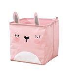 House of Quirk Collapsible Square Storage Baskets Cute Kids Toys Storage Organiser for Laundry Basket Organizer Home, Bedroom, Dorm, Clothes (Pink)