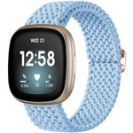 Maledan Gentle Bands Compatible for Sense/Sense 2/Versa 4/Versa 3 Men Women, Waterproof Washable Stretchy Straps Bracelet for Fitbit Sense/Versa 3/Versa 4/Sense 2 Smart Watch Bands, Smoke Blue