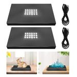 HSOKEW 12 LED Light Stand Base, USB/Battery LED Crystal Display Base Stand Lighted Acrylic Base for Centerpieces Stand, Pedestal Stand Crafts for Trophies, Statues, Figurines,Black (Rectangular White light)
