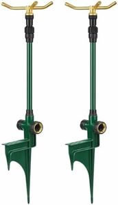 Orbit 2 Pack Adjustable Brass 3-Arm Telescoping Lawn Sprinkler with Step Base