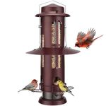 Kingsyard Squirrel Proof Bird Feeder with Removable Base, All Metal, Tube Bird Feeders for Outdoors Hanging, Easy to Clean & Refill, Antique Copper
