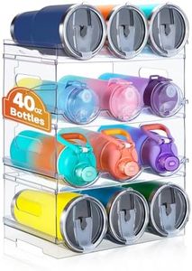 IROONN Large Compartment Water Bottle Organizer, Stackable Water Bottle Organizer for Cabinet, 4 Tier Water Bottle Holder for Kitchen Pantry, Plastic Wine Rack Tumbler Travel Cups Storage