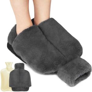 Frasheng Calienta Pies, 2L Calienta Pies Bolsa Agua Caliente, Calentador de Pies sin Electricidad, Calefactor Pies Zapatillas Peluche, Extraíble y Lavable Calientapies para Mujeres, Hombres