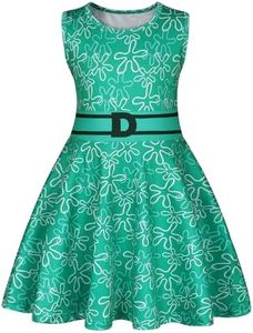 Benylion Little Girls Disgust Costumes Princess Joy Dress Inside&Out Birthday Party Cosplay Outfits Sleeveless Kids Midi Skirt Casual Playwear Green Size 7-8 Years