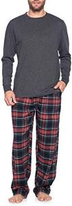 Ashford & Brooks Men’s Long-Sleeve Top Flannel Pants Pajama Sleepwear Set - Black Stewart - 2X-Large