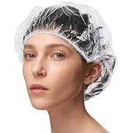 Disposable Shower Caps, 100 Pcs Thick Waterpro of Clear Shower Cap, Plastic Elastic Shower Caps for Women Hotel Travel