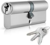 Chrome 50/50 Euro Cylinder Lock (100mm), Euro Door Barrel Lock with 3 Keys, Anti-Bump, Anti-Drill and Anti-Pick Door Lock with Key (Chrome, 50/50)