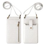 apott Crossbody Cell Phone Purse Womens Slim Wallet Case Shoulder Bag Wallet with Credit Card Slots Straps white