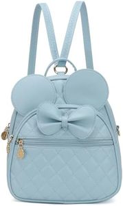 KL928 Girls Quilted Bowknot Cute Mini Backpack Small Daypacks Convertible Shoulder Bag Solid Color Purse for Women (DX-Light Blue)