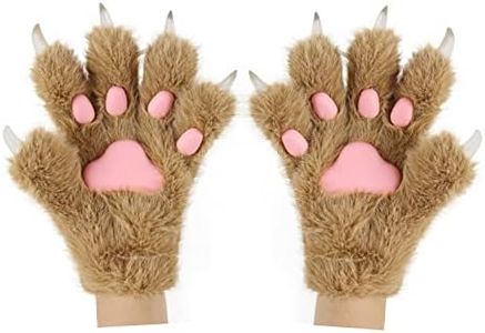 HAOAN Wolf Paw Gloves Faux Fur Cat Fingerless Mittens Winter Warm Cosplay Halloween Fancy Party Costume Accessories (tuose01)