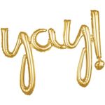 Anagram International 3669411 Phrase Yay Party Balloon, 35", GOLD