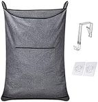 KINGSUSLAY Hanging Laundry Hamper, Hanging Hamper with Free Hanging Hooks, Space Saving Hanging Laundry Hamper Bag and Bathroom Over The Door Hamper (89 x 56CM, Pop Heather Grey)