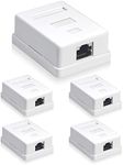 VCELINK Cat6 RJ45 Surface Mount Box Shielded 1-Port, Compatible with UTP Cat6/Cat5e/Cat5 Stranded or Solid Network Cables, 5-Pack, White