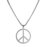 Peace Sign Symbol Necklace Geometric Large Round Statement Necklace Hippie Party Dressing Accessories Jewelry Gifts Men Boys (silver)