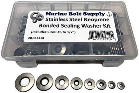 Stainless Steel Neoprene Bonded Sealing Washer Assortment Kit - Marine Bolt Supply 8-111428