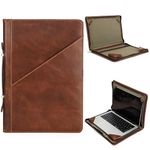 CataPurus Top Grain Leather 16.2" Slim Laptop Zipper Folio Case Bag, Handmade & 2 Pockets, Compatible with MacBook Pro 16.2" A2485 M1 Max 15" Touch Bar A2141 A1707 Pro 16" Touch ID, Brown 16.2 Inch