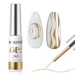 RARJSM Metallic Nail Art Gel Liner Bronze Gold Mirror Chrome 3D Effect 8ml Build in Thin Brush Metal Painting Drawing Striper Thin Brush Gel Polish Soak off UV LED Curing Requires for Home Salon