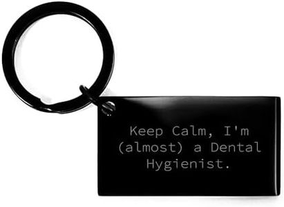 CUCOLUS Keep Calm Gifts for Dental Hygienists, Funny Dental Hygiene Quote Keychain, Inspirational Stainless Steel Keychain for Christmas Unique Gifts, Encouragement for Future Dental Hygienists