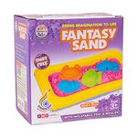 Ratna's Fantasy Sand 500 Grams Purple Colour with Inflatable Tray, 1 Big Mould, 6 Small Moulds & 1 Toy Plastic Knife | Smooth, Non Sticky Kinetic Sand Set for Kids