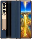 Leather Case for Samsung Galaxy Z Fold 3, Hinged Cover for Samsung Fold3 Phone, Bracket, Mobile Phone Shell, Support Frame, Leather Holster -Blue