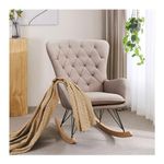 INMOZATA Relax Rocking Chair Linen Fabric Glider Chair Comfortable Rocker Relaxing Recliner Chair Traditional Arm Rest Lounge Chair with High Backrestor Bedroom Office Living Room (Grey)