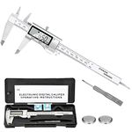 EZT 150mm Digital Calipers, Full Stainless Steel Electronic 6 Inch Digital Vernier Caliper, with Extra-Large LCD Screen, Auto-off Feature, Inch and Millimeter Conversion Metal Measuring Tool Caliper