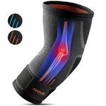 Elbow Compression Sleeve for Tendonitis, Tennis Elbow brace, Golf Elbow, Weightlifting, & More, With Adjustable Strap & Bonus Elastic Therapeutic Tape, for Workouts(Large)
