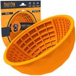 Mighty Paw Dog Lick Bowl - Interactive Slow Feeder Puzzle for Anxiety Relief - Wobble or Stay Put Design - Works with Soft Food - Boosts Oral Health - Dishwasher Safe BPA Free Silicone - Orange